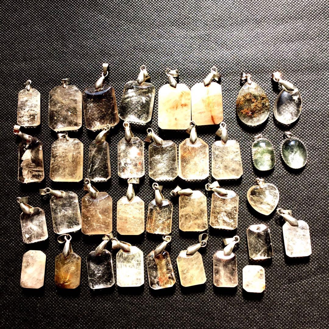 自然人　ルチルクォーツ　ペンダント　35個　まとめ売り