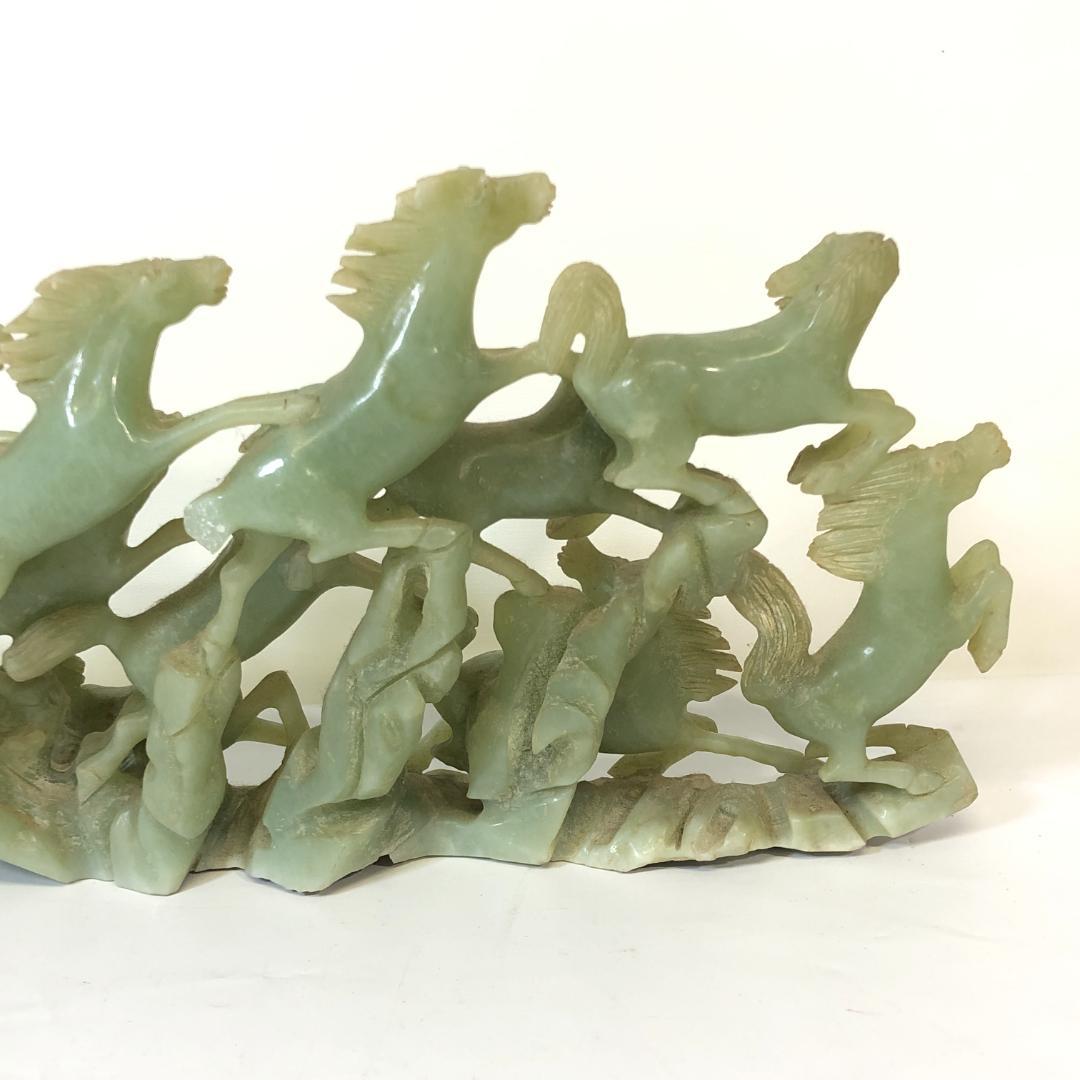 翡翠 馬 置物 12頭 中国美術 彫刻 ジャンク品
