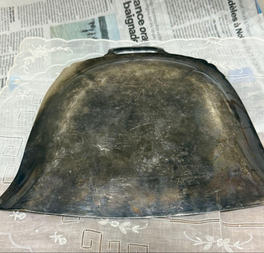 フランス　アンティーク ダストパン ブラシ　　ばら薔薇　シルバー　ちりとり　はけ