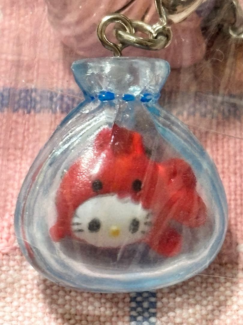 ハローキティ根付ストラップ たい焼き ｘ 金魚すくい ｘ 提灯