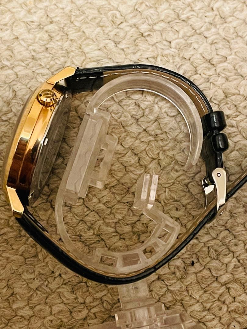 新*郎様 Bulova クラシック自動巻き ピンクゴールドブラック新品革ベルト交