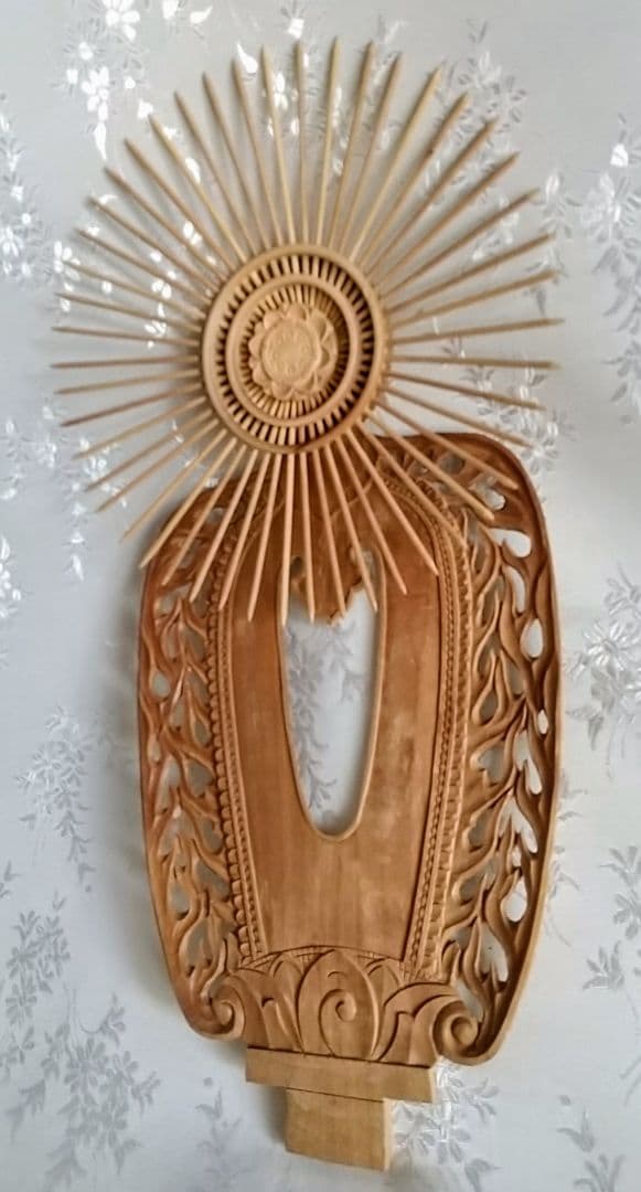 光背のみ#553 立像6.0寸用 放射光 火焔 透し彫◆白檀 木彫 仏像付属品