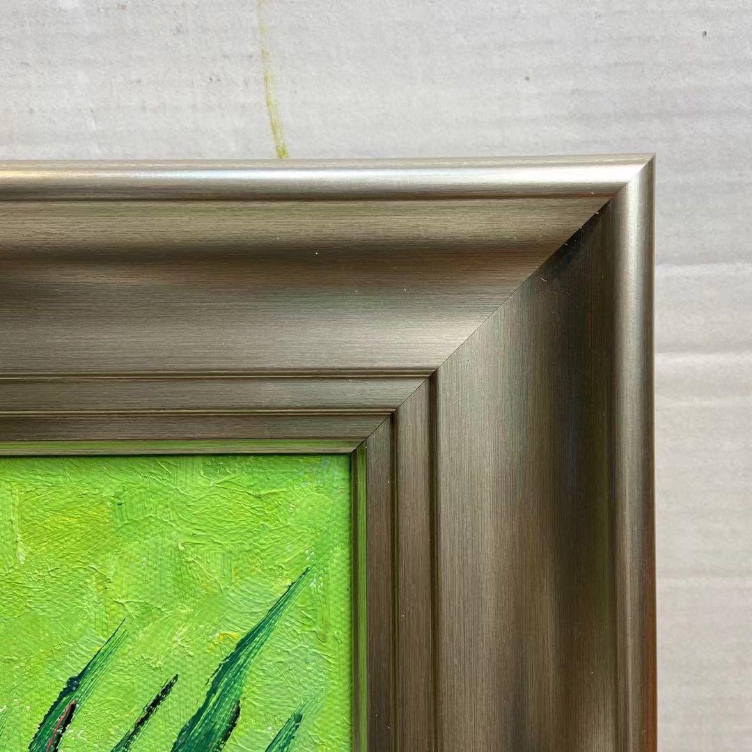 ゴッホ模写 油絵 額縁付き30×40cm 名画インテリア 油彩画 花瓶に生けた花