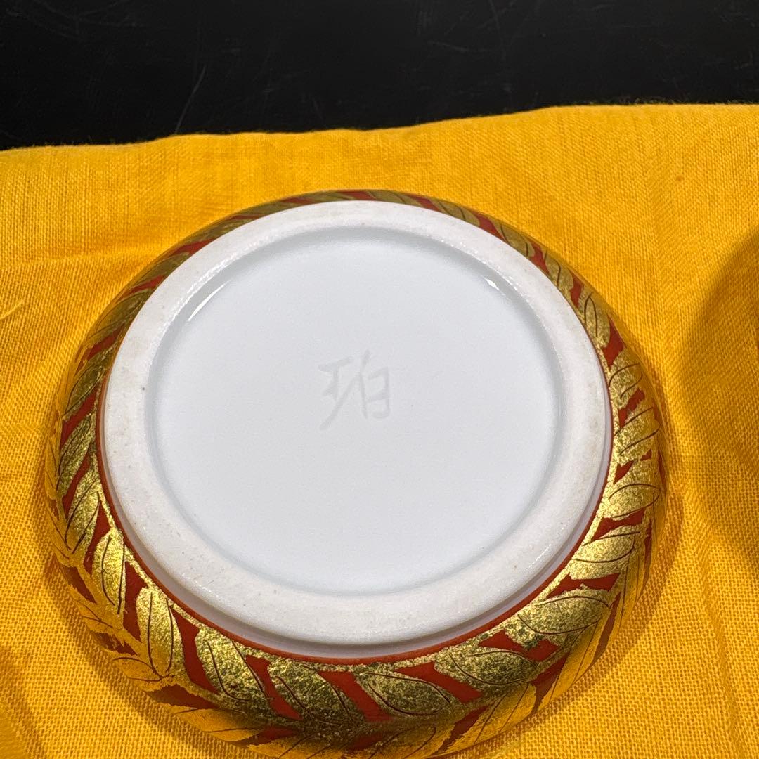 真作　小野珀子　金襴手香合