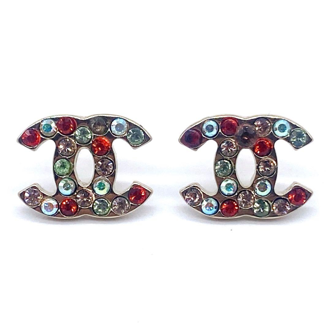 美品✨CHANEL シャネル　クリスタルビジュー　マルチカラー　ピアス