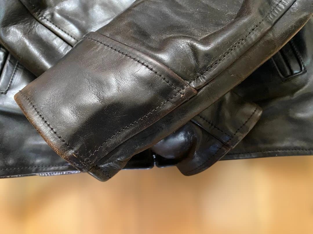 エアロレザー馬革　ハーフベルト　黒/茶芯　レアサイズ34 Mぐらい