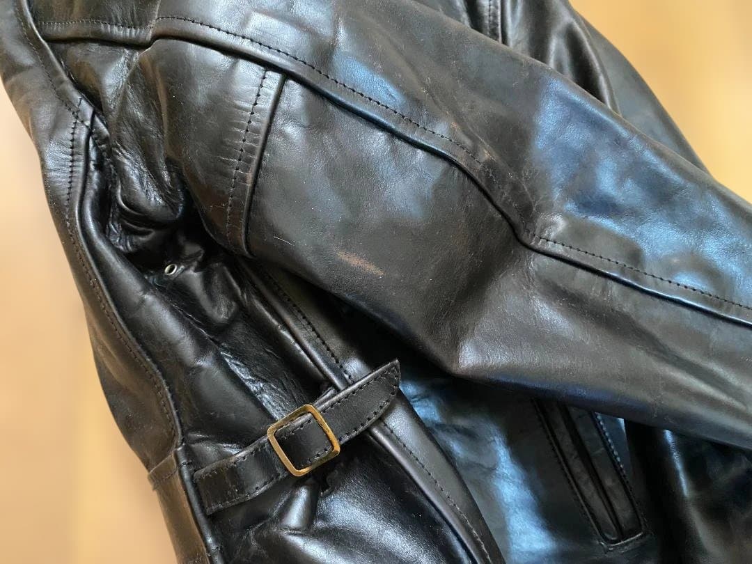 エアロレザー馬革　ハーフベルト　黒/茶芯　レアサイズ34 Mぐらい