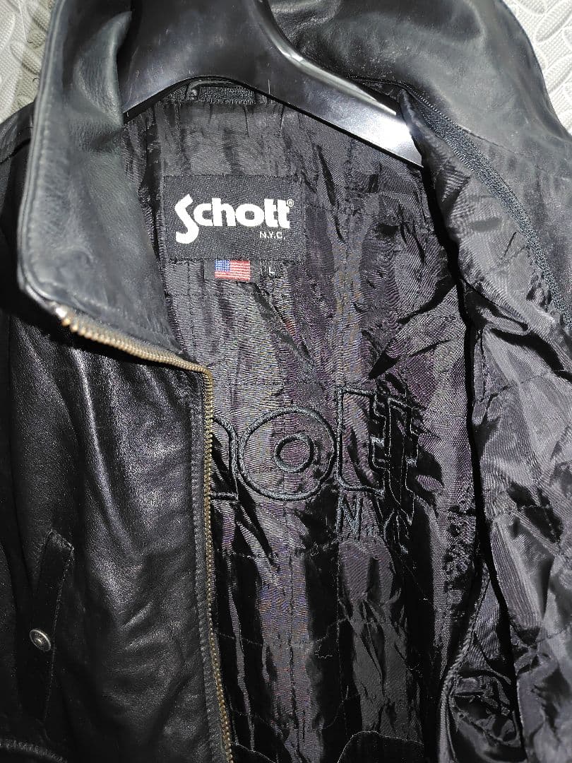 こーちゃん:Schott ブラックレザー シングルライダースジャケット