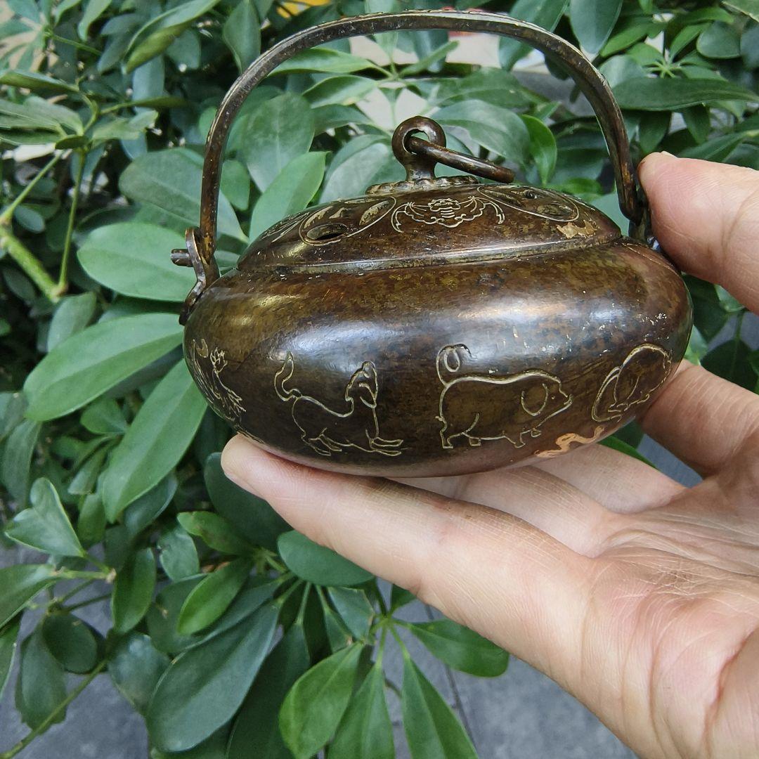 銅器 浄化空気香炉 暖手炉 禅意 香道 茶道 盤香炉 工芸品 置物