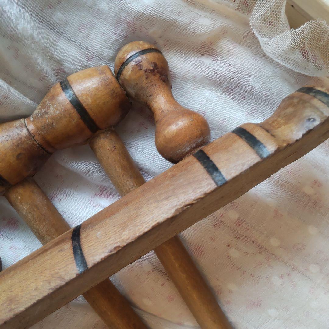 フランス　アンティーク　キッチン　リネンハンガー　バンブーハンガー