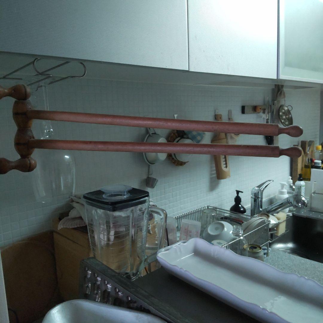 フランス　アンティーク　キッチン　リネンハンガー　バンブーハンガー