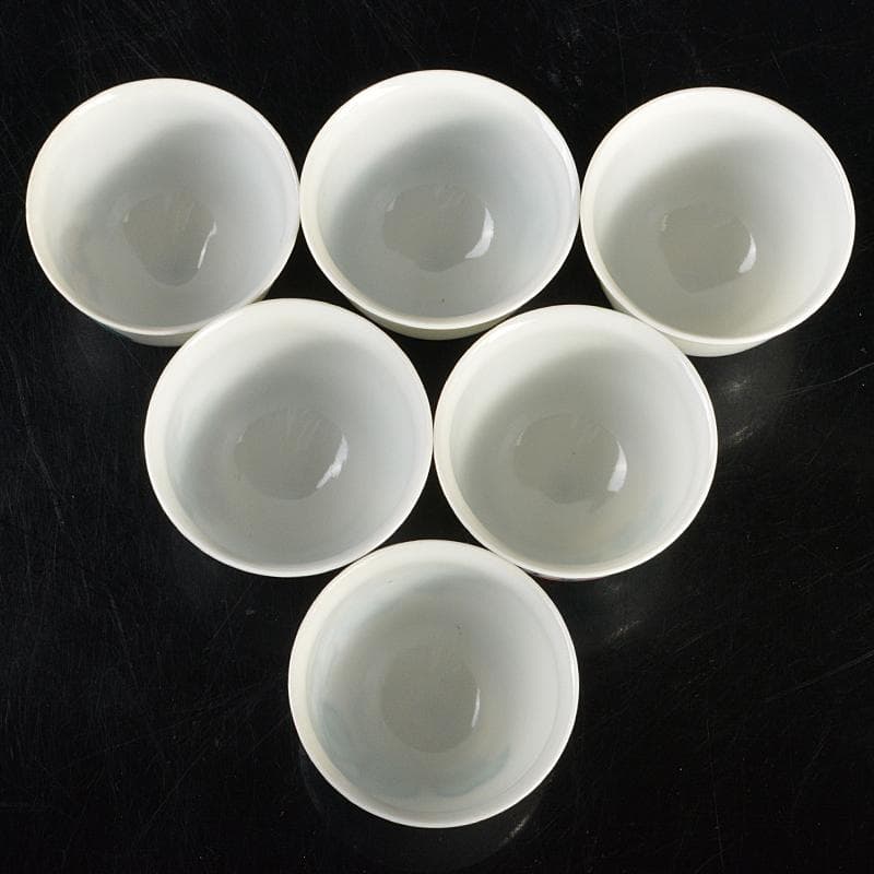 京焼　平安七甫作　色絵　模様絵変わり　花文　玉露碗　六客　共箱　M　R6838