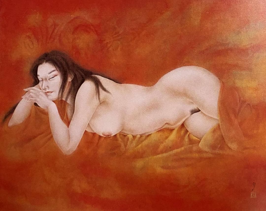 荻原季実子、【女】、希少な額装用画集より、新品額装付、状態良好