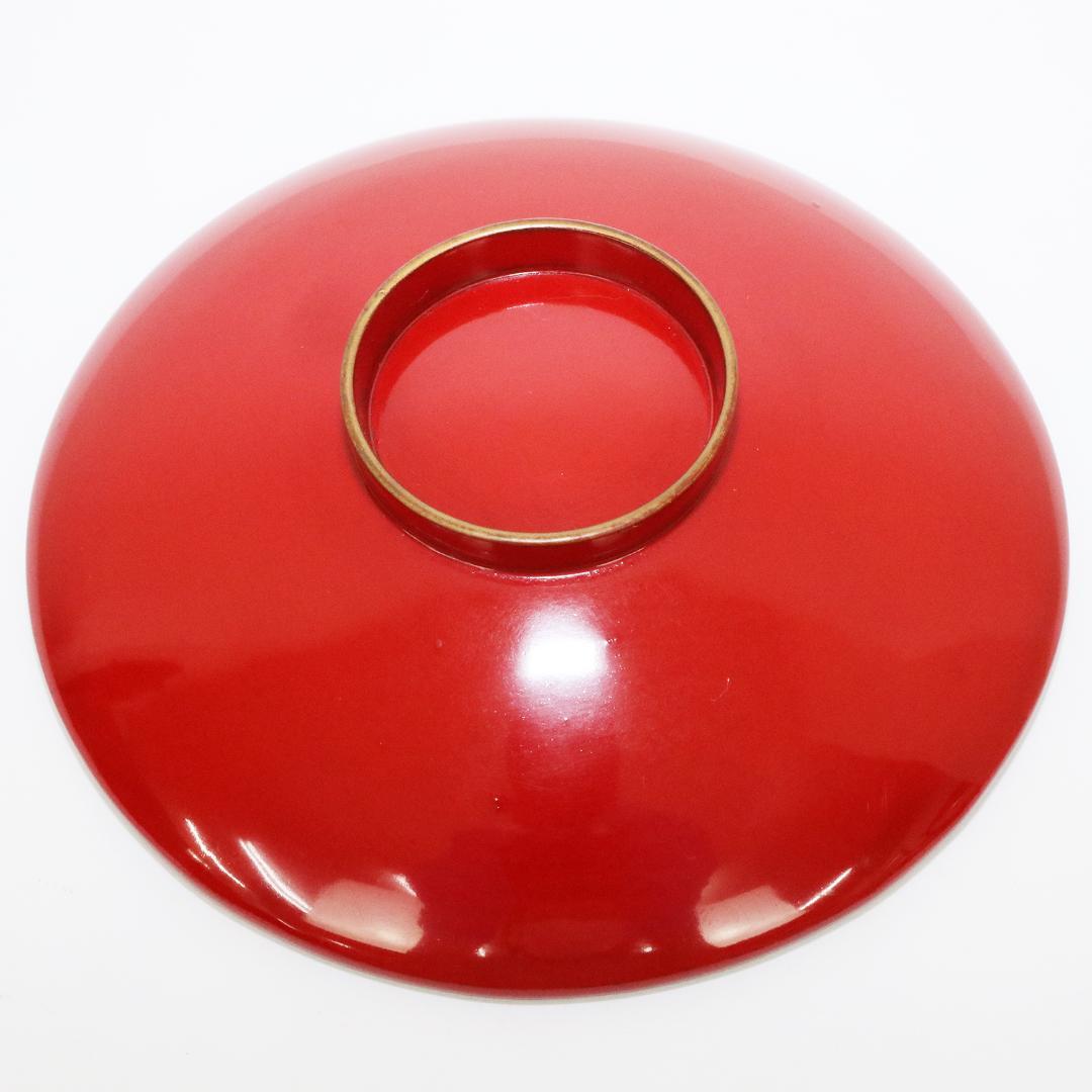 漆芸 絵変わり 鶴亀 鶴 金蒔絵 朱塗引盃 三十客 木皿 箱付き