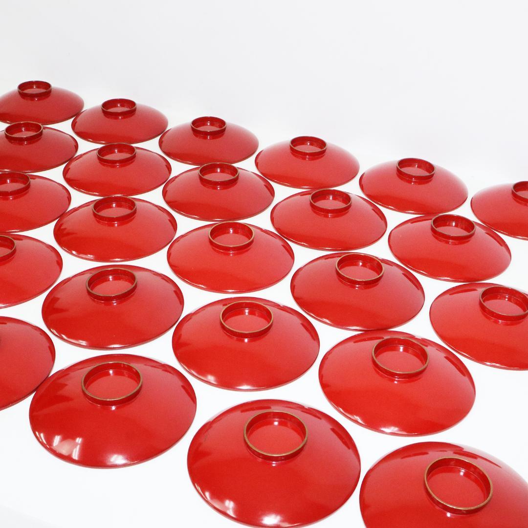 漆芸 絵変わり 鶴亀 鶴 金蒔絵 朱塗引盃 三十客 木皿 箱付き