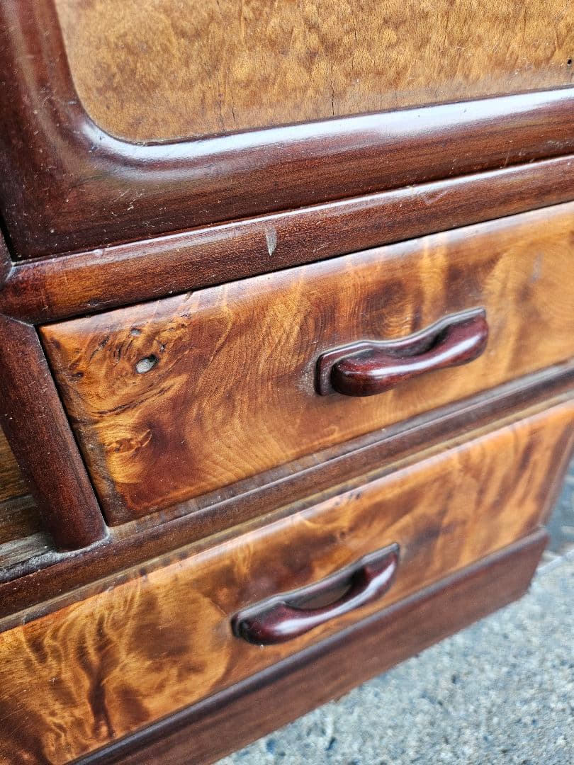 japan vintage 水屋箪笥 茶箪笥 飾り棚 杢目 木製 無垢材 和家具