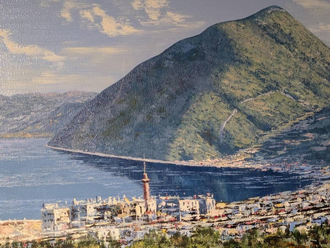 【真作】絵画　谷村隆志　油彩8号　別府　鮮やかなタッチの洋画作品　W122