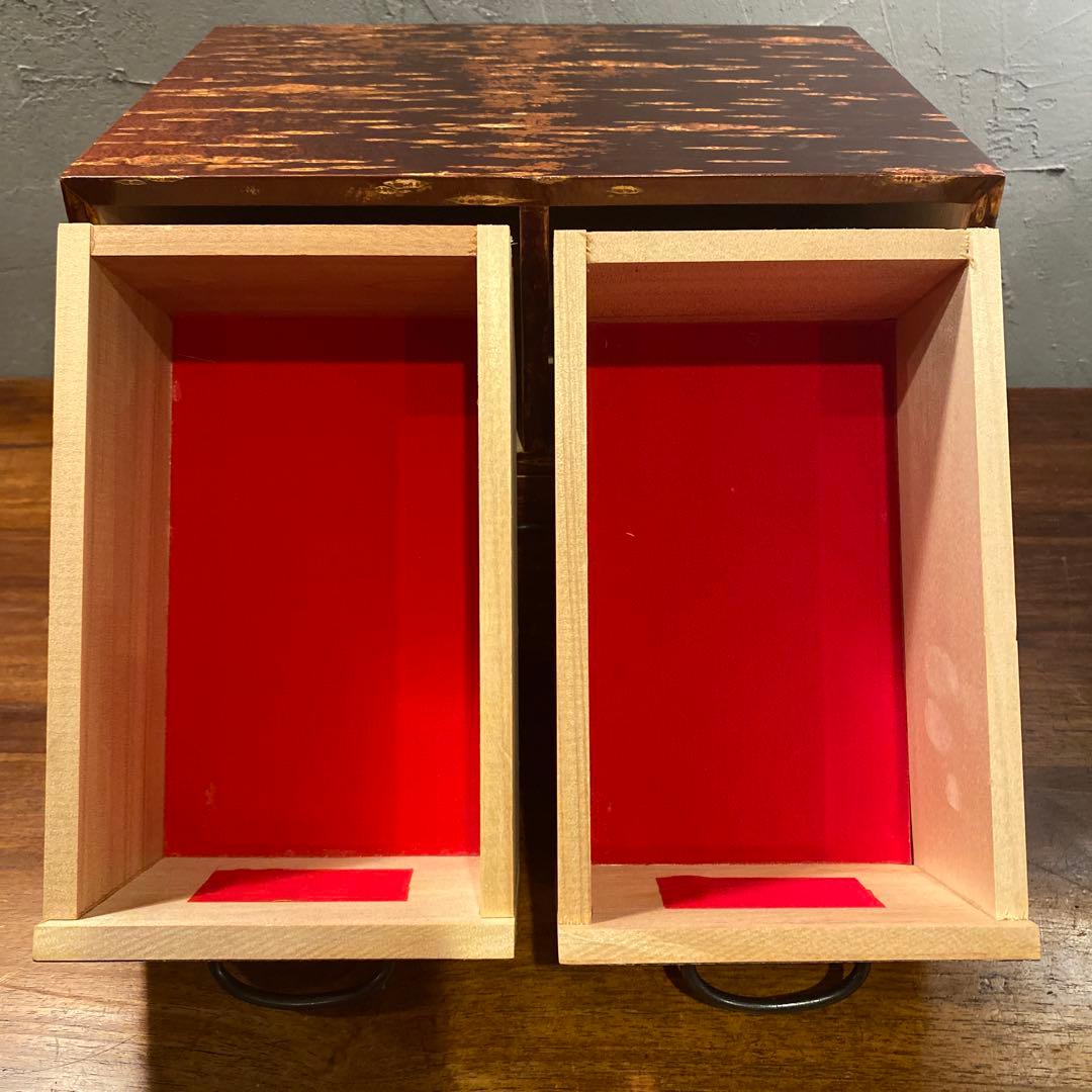 昭和レトロ 秋田角舘 桜皮細工 樺細工 小引き出し 三杯 未使用品