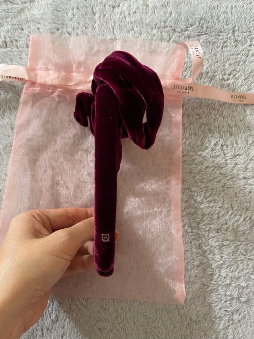 ALEXANDRE DE PARIS バーガンディ ヘアバンド