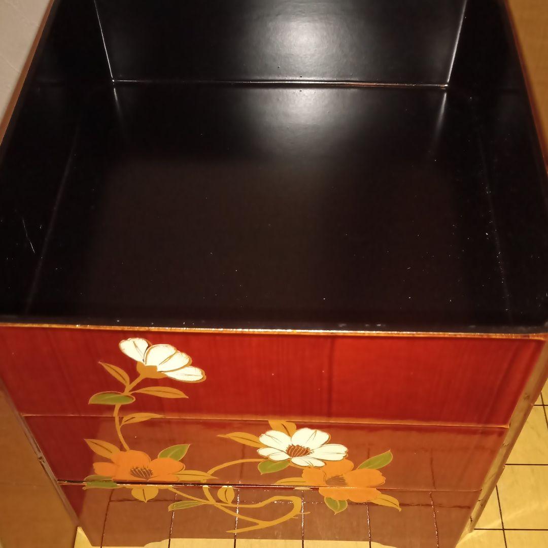 春慶　漆器　お重　重箱　山茶花　おせち料理