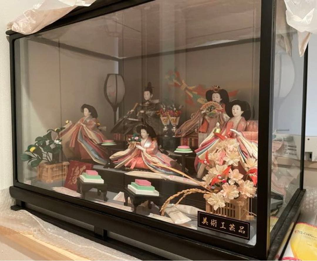 雛人形 ひな人形 五人飾り ガラスケース入り