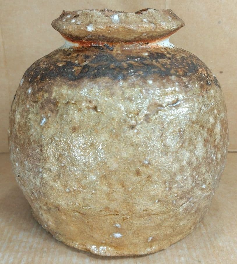 杉本貞光 信楽掛花入(信楽蹲壷）裏千家十五代 鵬雲斎 書付 共箱 寺垣外窯 美品