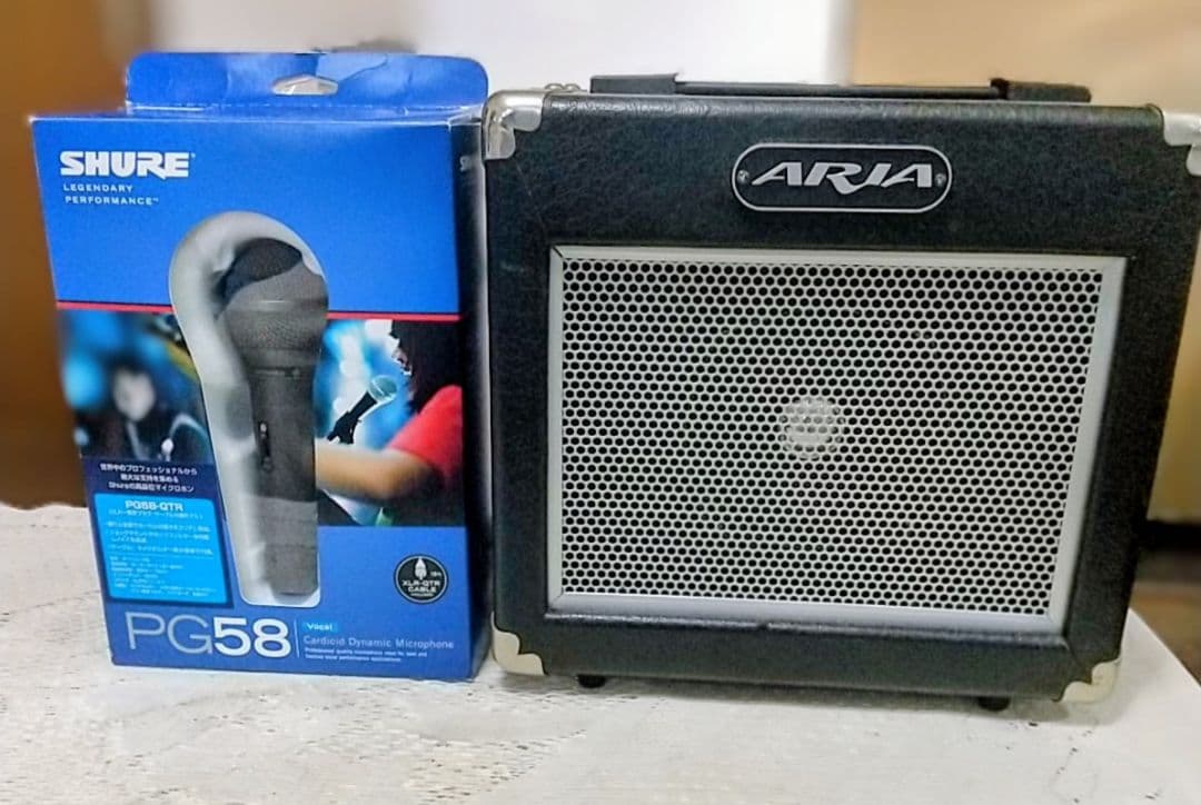 良品！SHURE ダイナミックマイクとARIA AG-10Xギターアンプセット