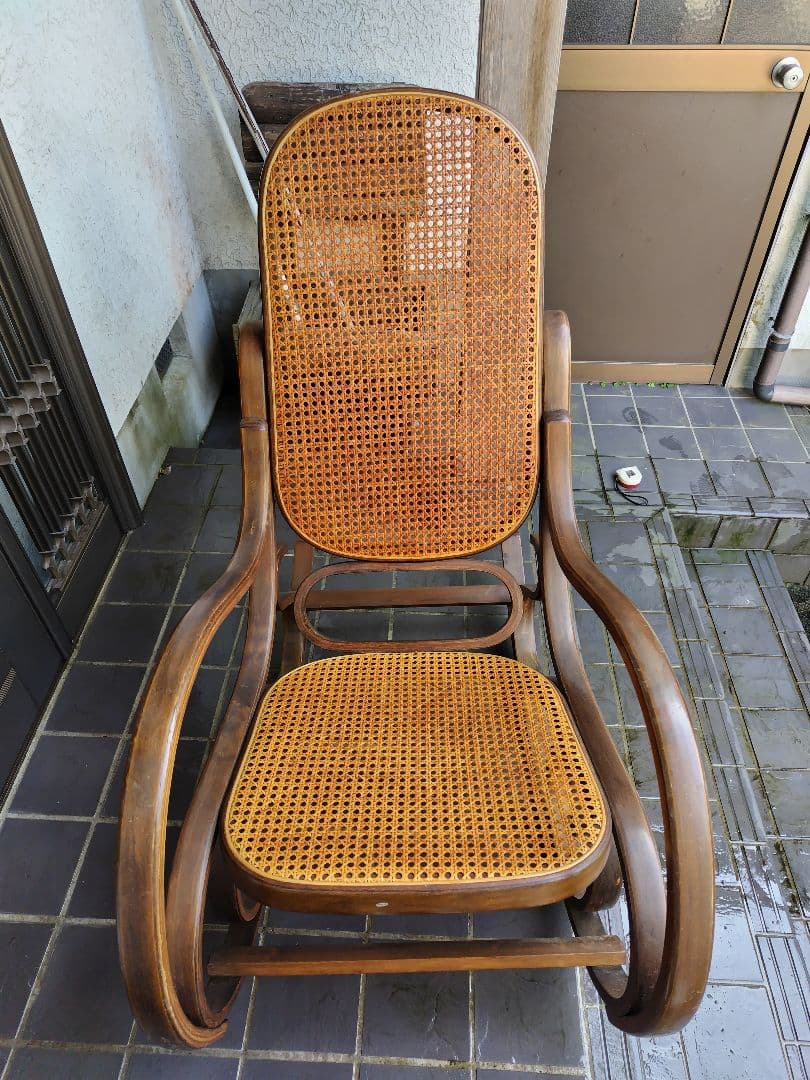 ラタン ロッキングチェア 洋風家具　藤椅子　 昭和レトロ アンティーク