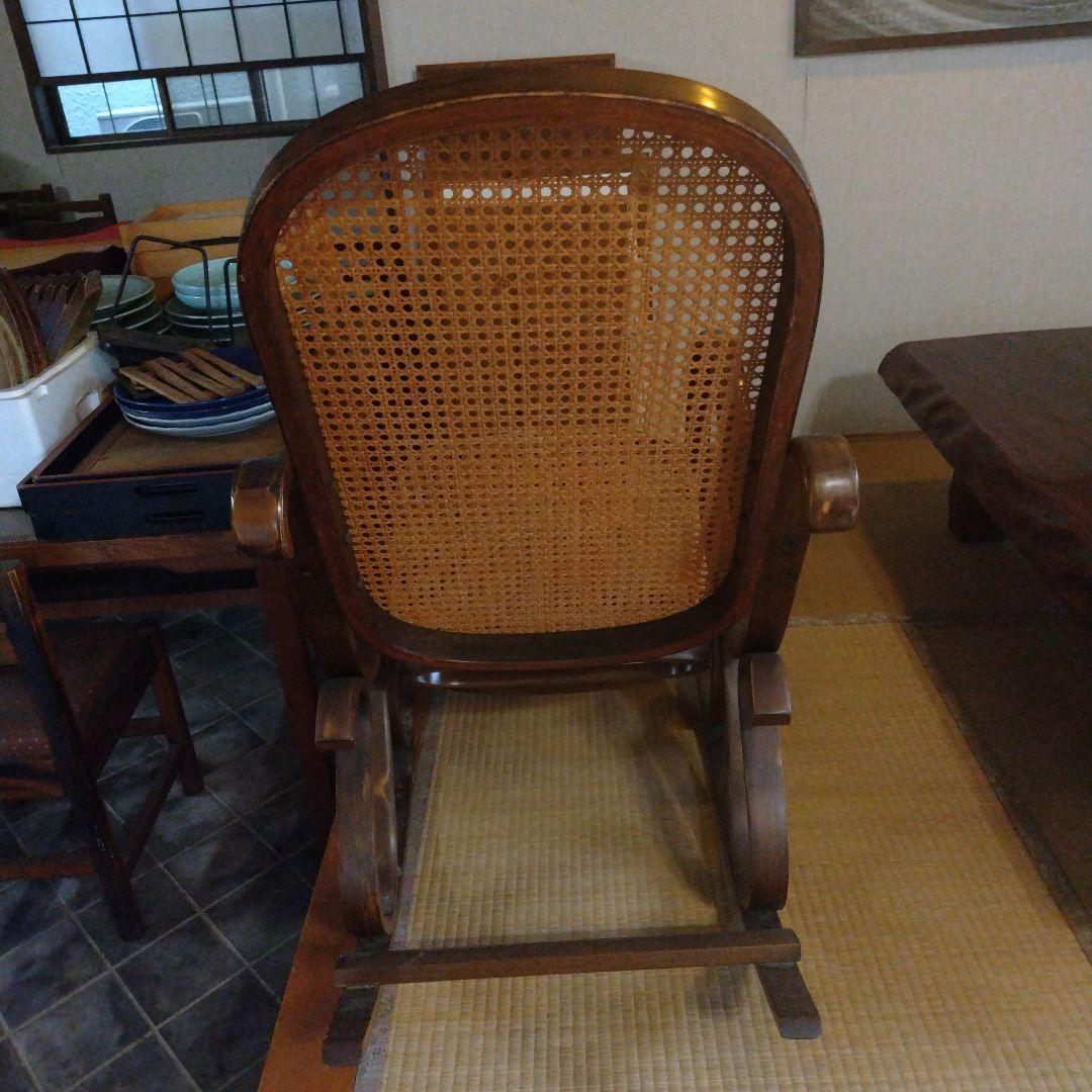 ラタン ロッキングチェア 洋風家具　藤椅子　 昭和レトロ アンティーク