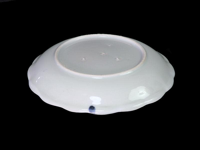 古伊万里　染付　海老に三枡紋の図　市川海老蔵　7寸皿　D813AS-CQb