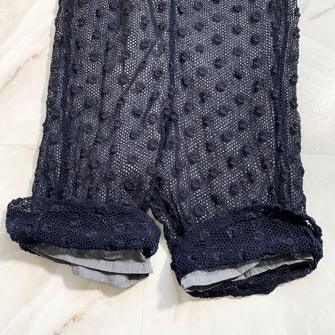 A16559 コムコム 05ss レース 花刺繍 ペンギンパンツ 紺L