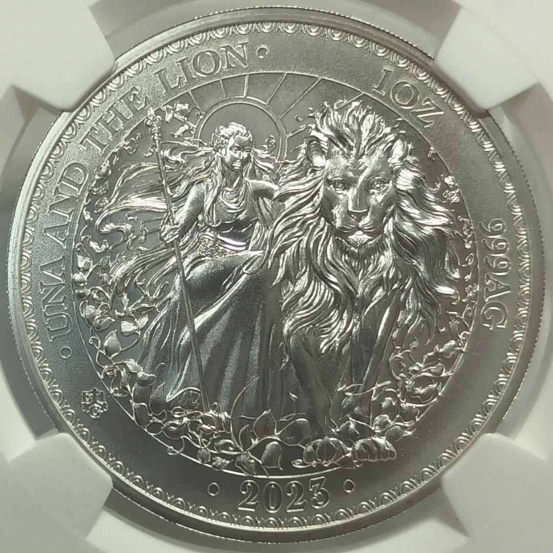 2023 セントヘレナ ウナとライオン 1ポンド銀貨 NGC MS70FR ④