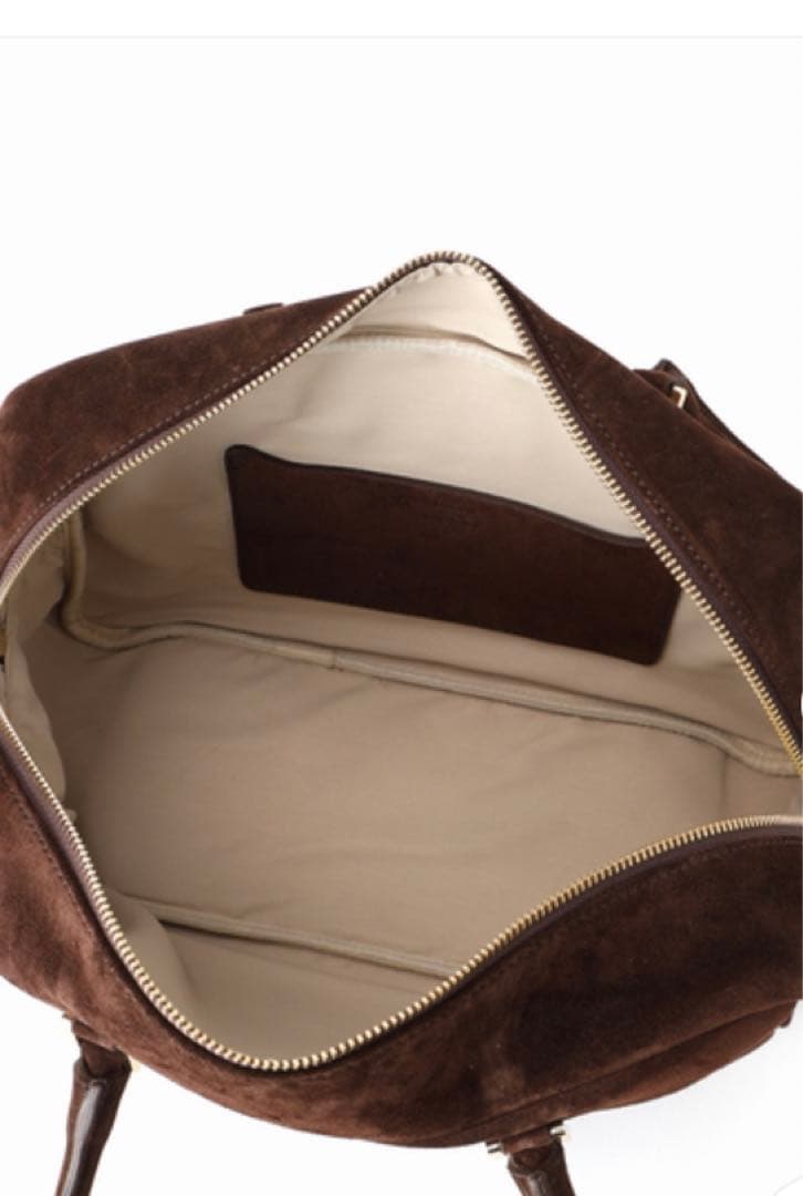 マニュエルミラノ ダークブラウン スエード ハンドバッグ