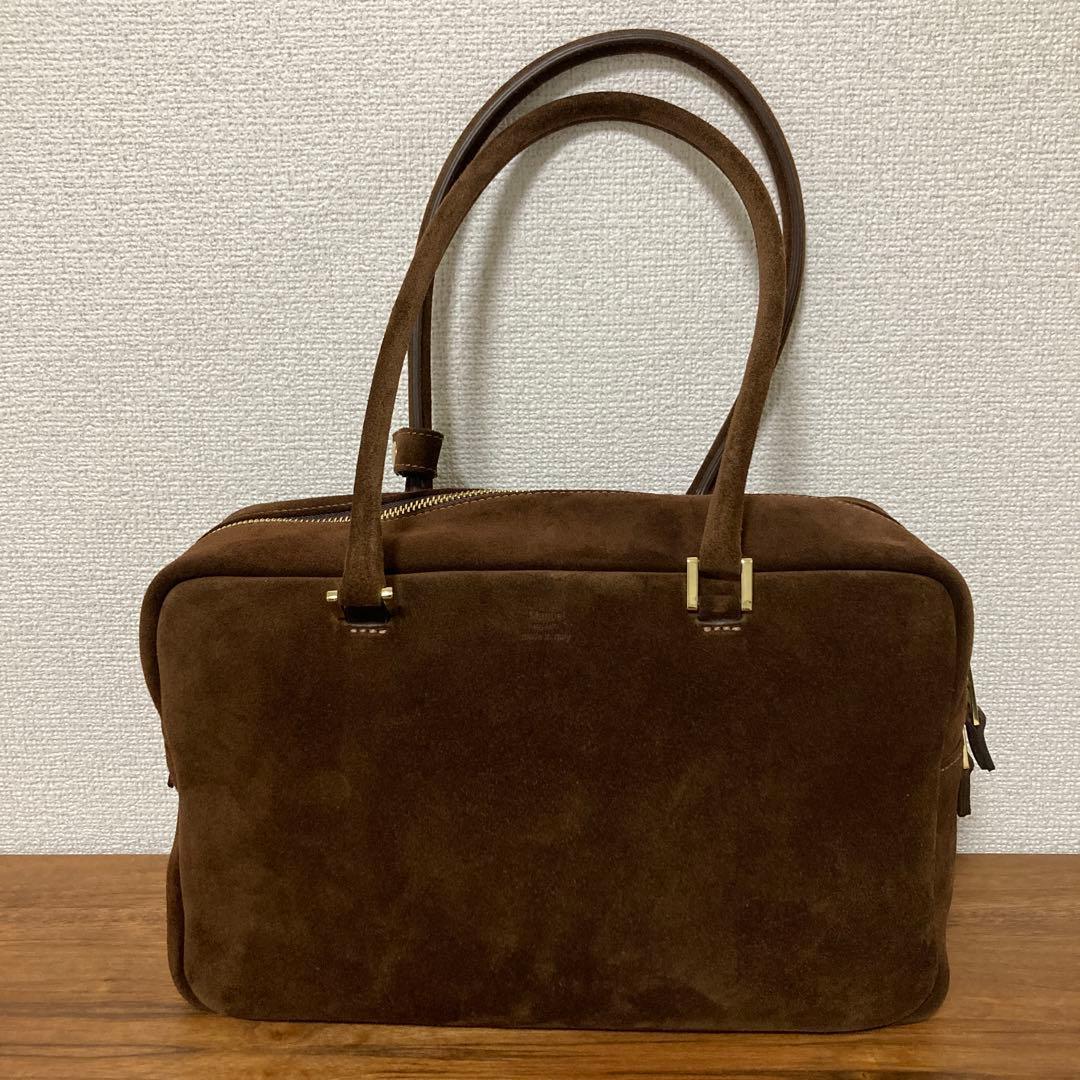 マニュエルミラノ ダークブラウン スエード ハンドバッグ