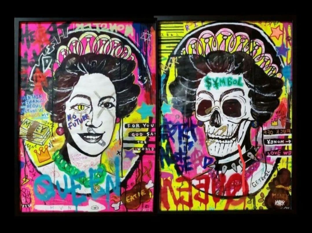 【一点物現代アート】GOD SAVE THE REP＆SKULL QUEEN