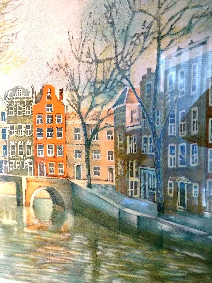 【真作保証、特価】リトグラフ　マイケル　ケルベラ、百貨店シ−ル