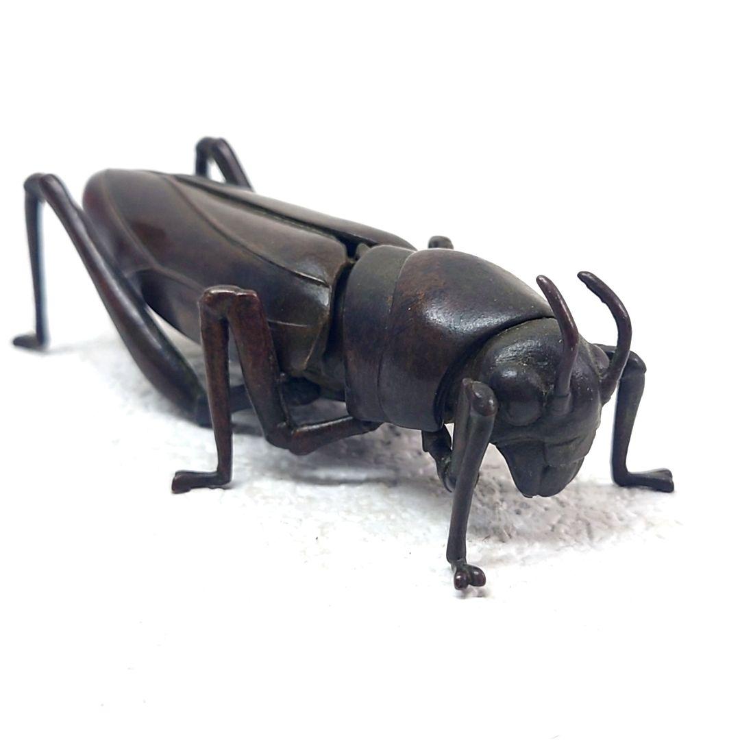 M0112I1 自在置物 銅製 螻蛄 おけら 銅製置物 銅虫作 置物 オブジェ