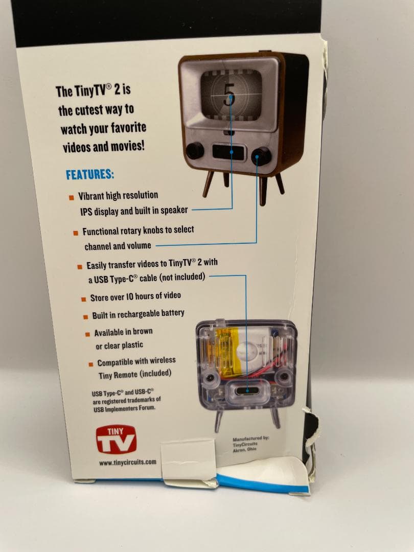 TinyTV 2 ブラウン ミニチュアテレビ リモコン付き 新品・箱難あり