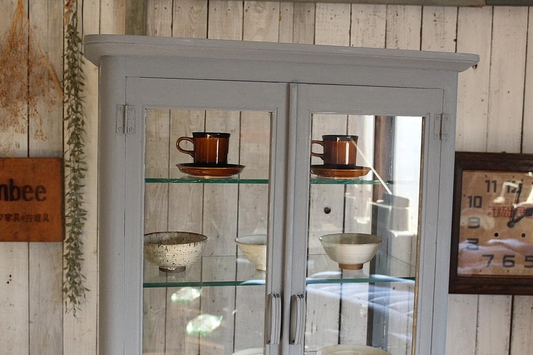 古い木枠ガラスケース　ケビント　ドクターキャビネット