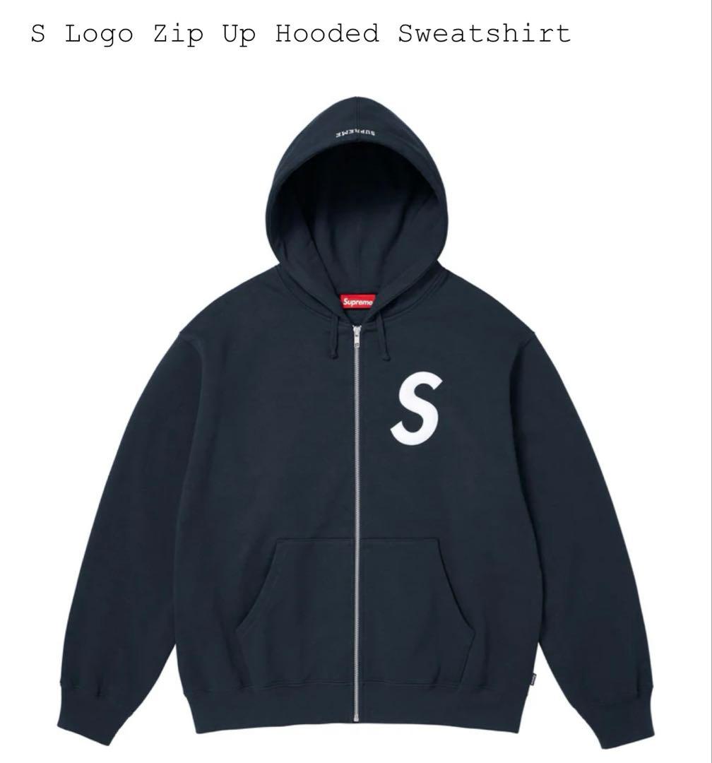 Supreme s logo zip up hooded ネイビー