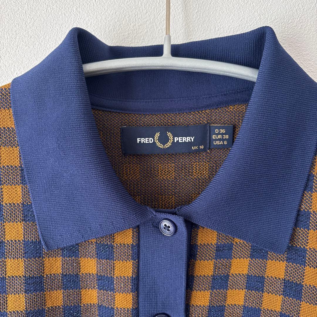 ハ*迎様 【希少】FRED PERRY 半袖　ニット　ポロシャツ チェック レデ