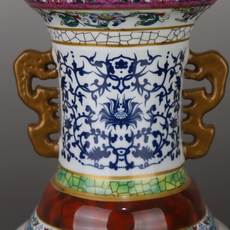 清乾隆蒔金琺瑯彩花鳥磁器王瓶 景徳鎮 陶磁器 装飾品 工芸品 美術品 置物