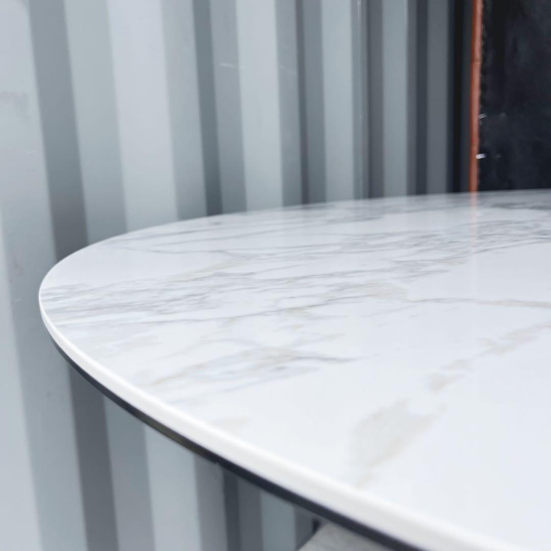 取付無料！カリガリス ヴォルテックス 大理石調天板円形ダイニングテーブル✨