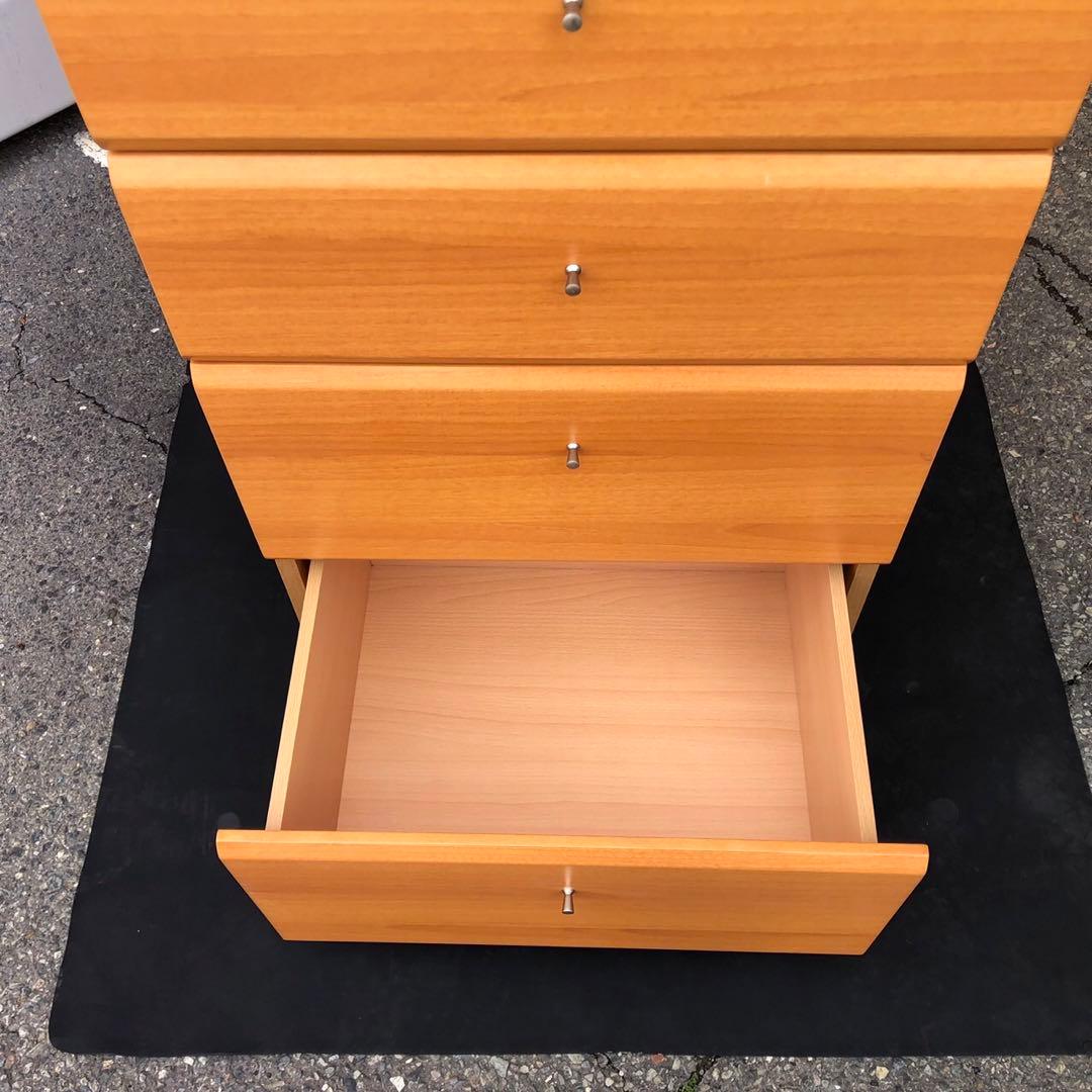 ナチュラルウッド 6段キャビネット ガラス窓付き