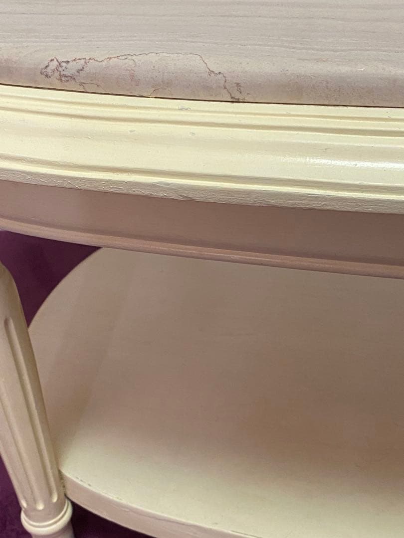 希少♦️オーバル形 大理石天板 ヴィンテージ テーブル♦️便利な２段♦️ロココフレンチ