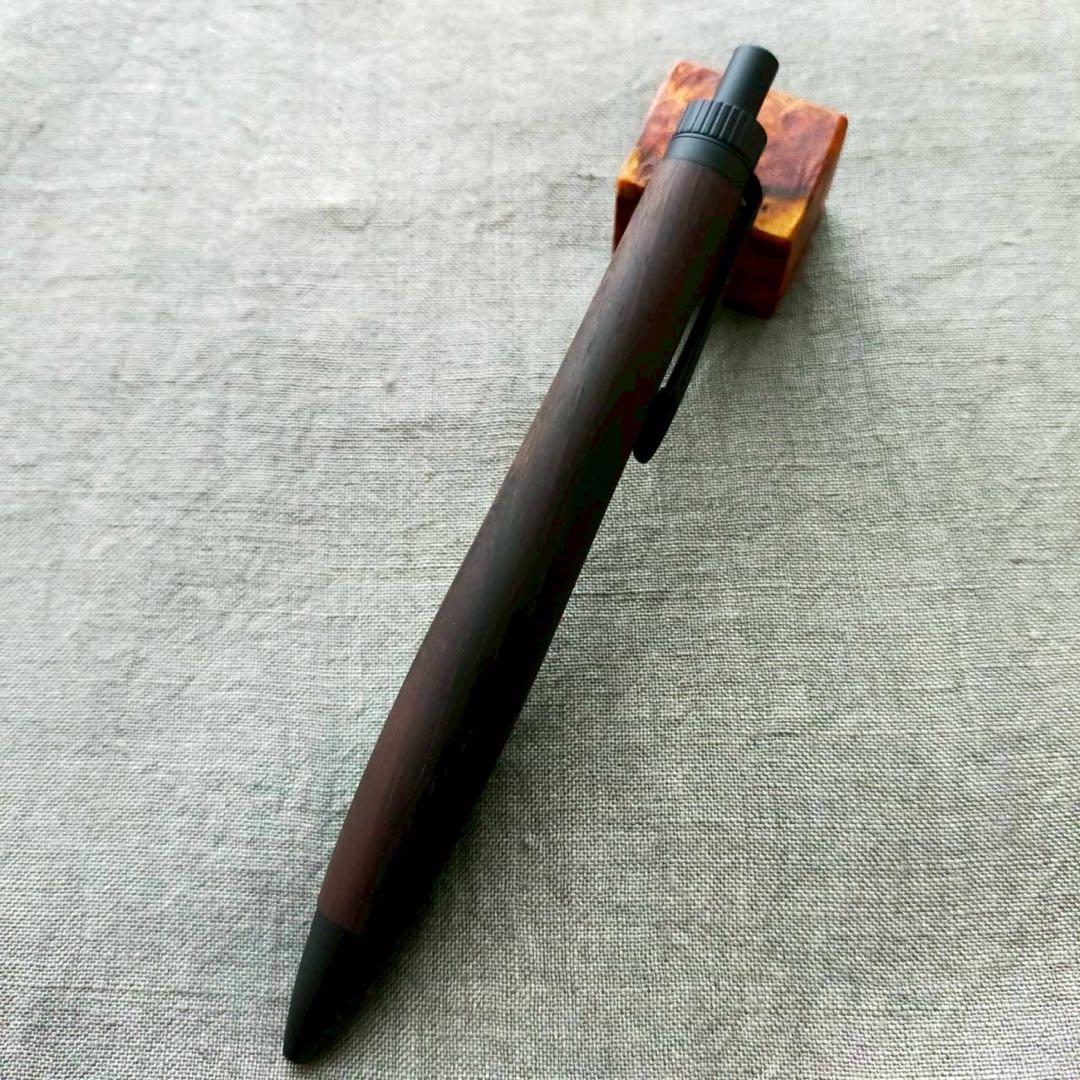ブラジリアンローズウッド　ハンドメイド　木軸ボールペン　G2　天然木　ブラック