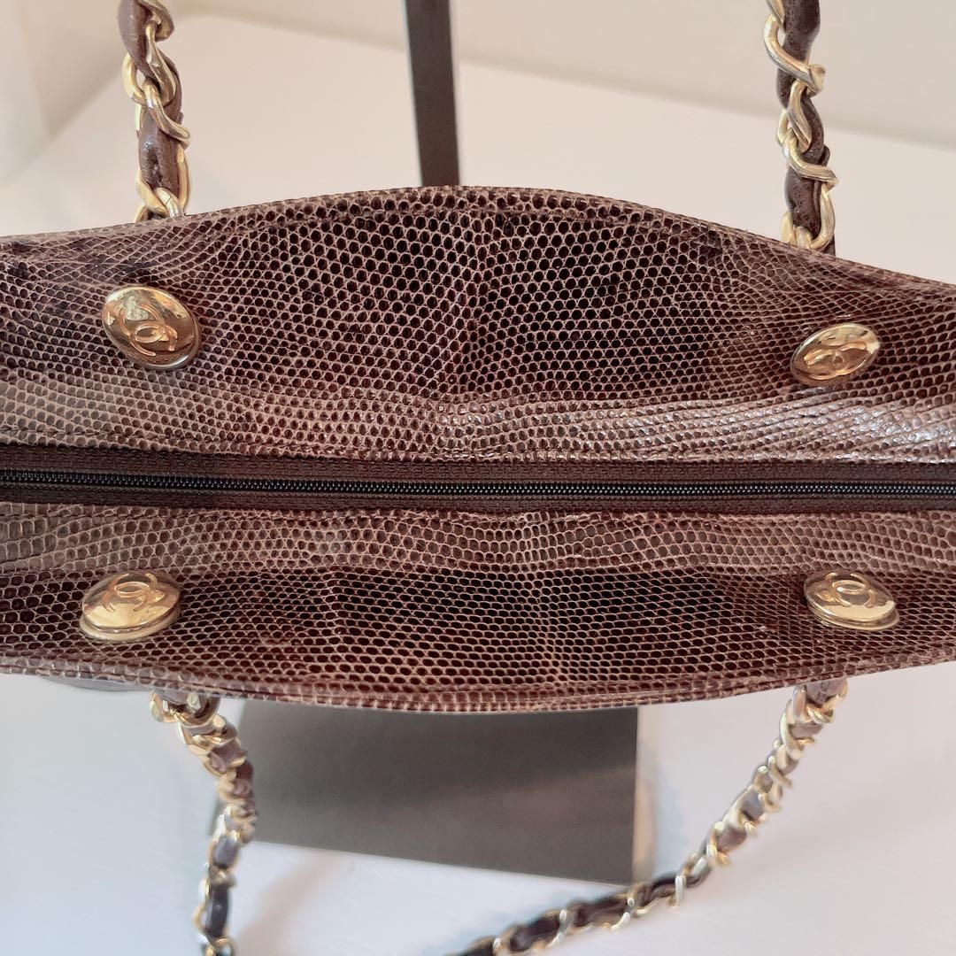 希少　CHANEL シャネル　リザード　チェーン　ハンドバッグ　シールあり