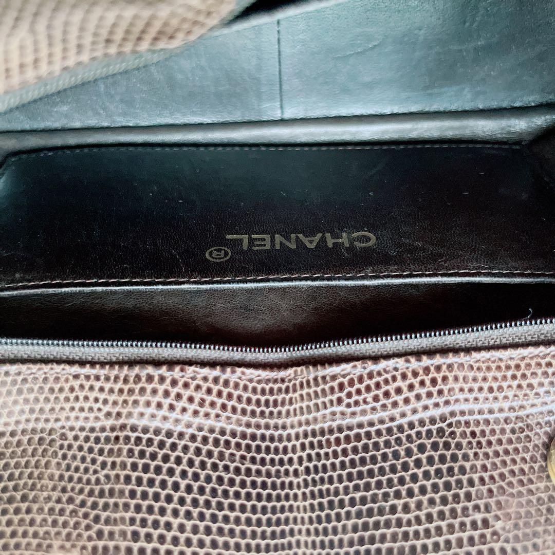 希少　CHANEL シャネル　リザード　チェーン　ハンドバッグ　シールあり