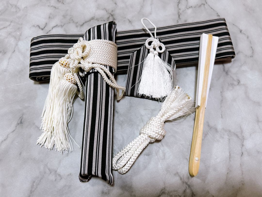 縦縞袴♡七五三　5歳　男の子　フルセット　一式　グレー系　鷹