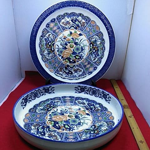 １０９２蔵出し 精峰窯　大皿直径31.5cm　深鉢大口径２９cm超豪華2枚